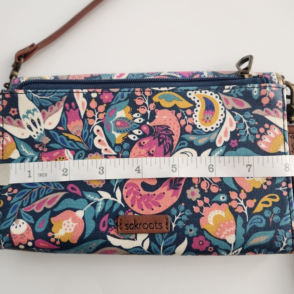 Sakroots Teal Enchanted Forest Luna Smartphone Crossbody Bag Wristlet Excellent - Picture 5 of 10